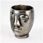 Vaso em Metal em forma de Rosto - 12x14cm